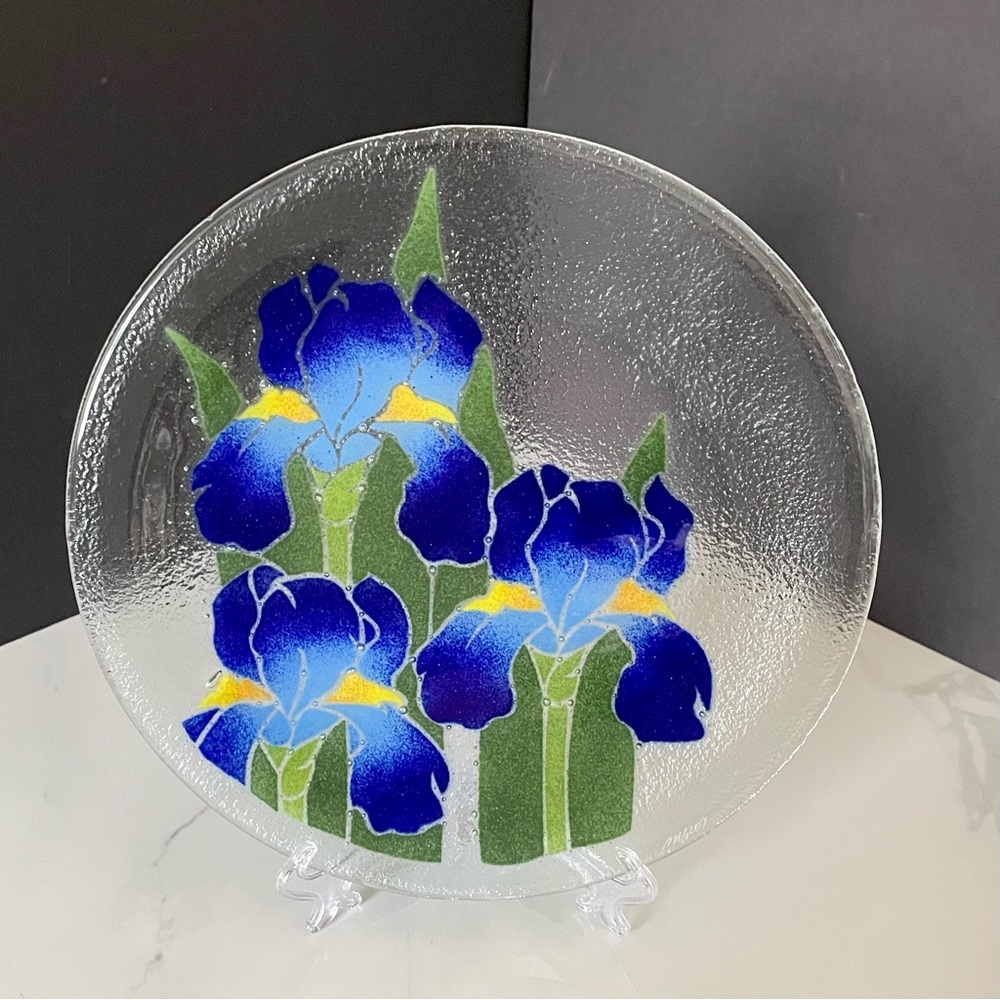 11" Iris Plate or Platter by Peggy Karr